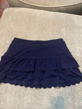 Lilly Pulitzer Navy Scallop Tiered Mini Skirt